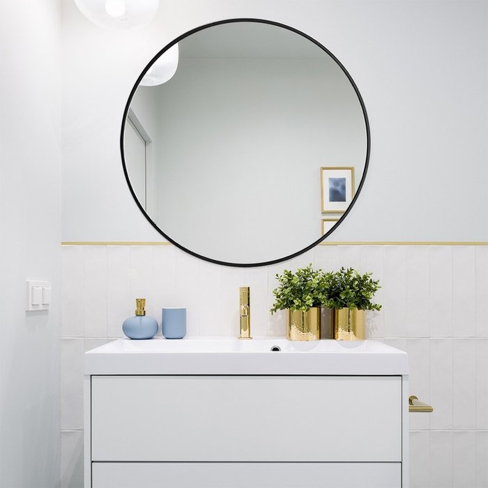 The Range | Livingandhome Nordic Hanging Makeup Round Wall Mirror Home Decor - Black / 60cm Livingandhome Nordic Hanging Makeup Round Wall Mirror Home Decor - Black / 60cm