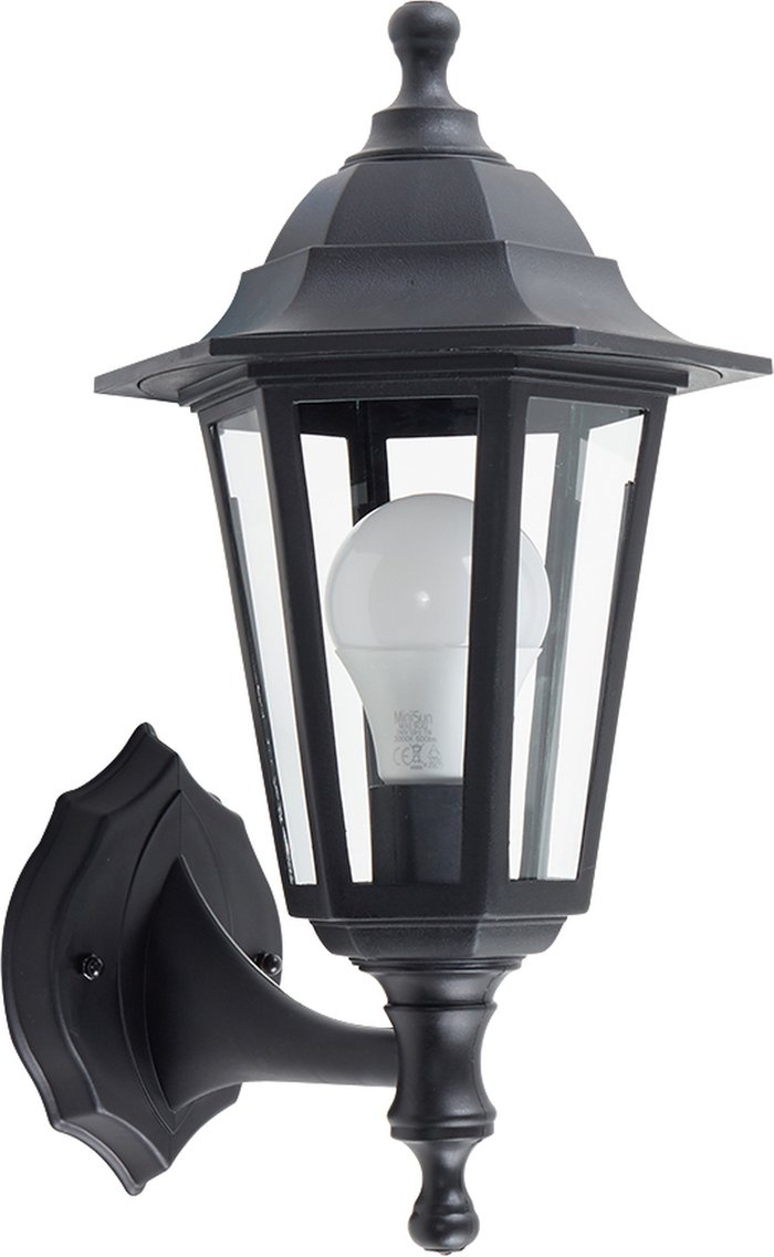 The Range | ValueLights Black Traditional WiredOutdoor Security Lantern Wall Light - Black ValueLights Black Traditional WiredOutdoor Security Lantern Wall Light - Black