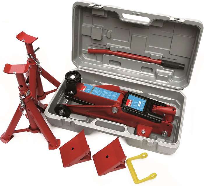 The Range | Hilka Hilka 2 Tonne Trolley Jack Kit In Carrying Case Hilka Hilka 2 Tonne Trolley Jack Kit In Carrying Case