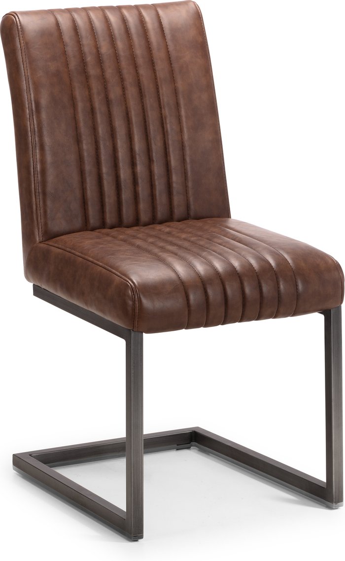 The Range | Julian Bowen Set Of 2 Brooklyn Chairs - Brown / Gunmetal Julian Bowen Set Of 2 Brooklyn Chairs - Brown / Gunmetal
