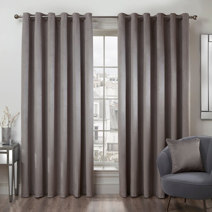 The Range | Divante Vermont Velvet Blackout Curtains - Silver / 183cm / 168cm Divante Vermont Velvet Blackout Curtains - Silver / 183cm / 168cm