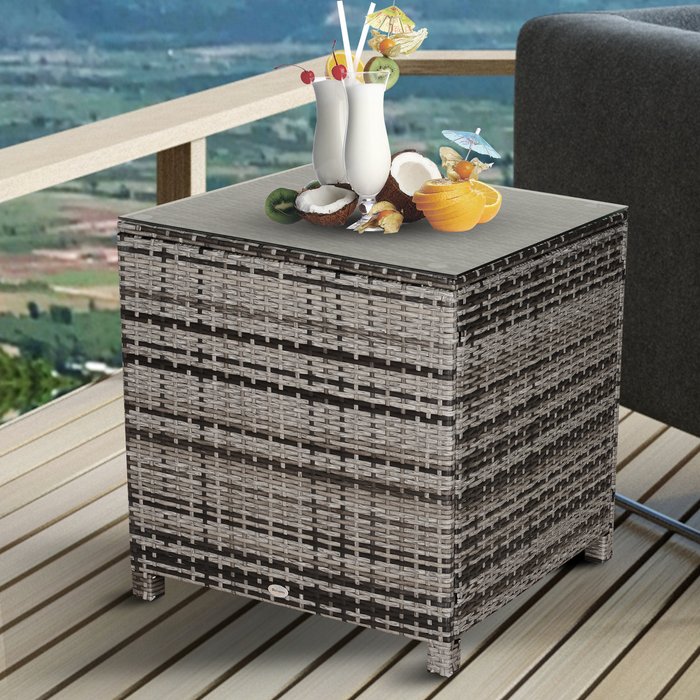 The Range | Outsunny Outsunny Rattan Garden Furniture Side Table - Mixed Grey Outsunny Outsunny Rattan Garden Furniture Side Table - Mixed Grey