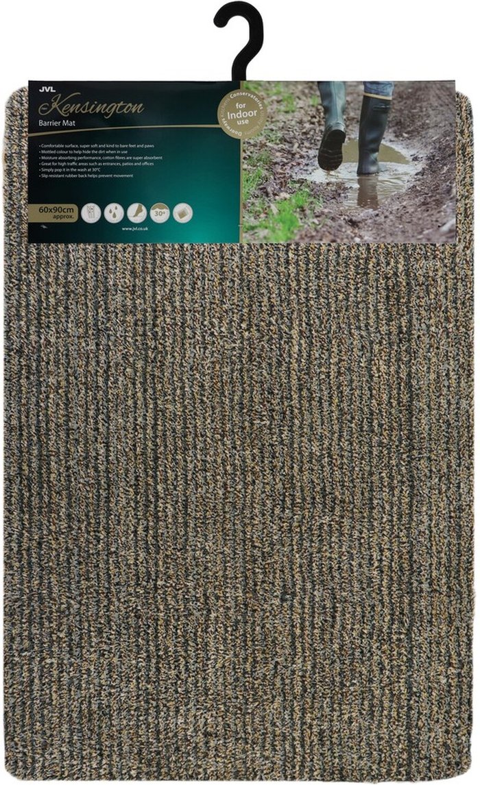 The Range | JVL JVL Kensington Stripe Cotton Mat 60x90cm - Brown/Black JVL JVL Kensington Stripe Cotton Mat 60x90cm - Brown/Black