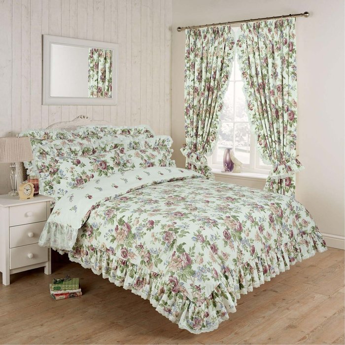 The Range | Vantona Country Victoria Quilted Fitted Bedspread - Green/Multi / Single Vantona Country Victoria Quilted Fitted Bedspread - Green/Multi / Single