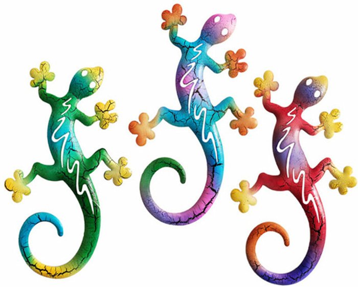 The Range | Set of 3 Lizard Wall Ornaments - Multi-coloured Set of 3 Lizard Wall Ornaments - Multi-coloured