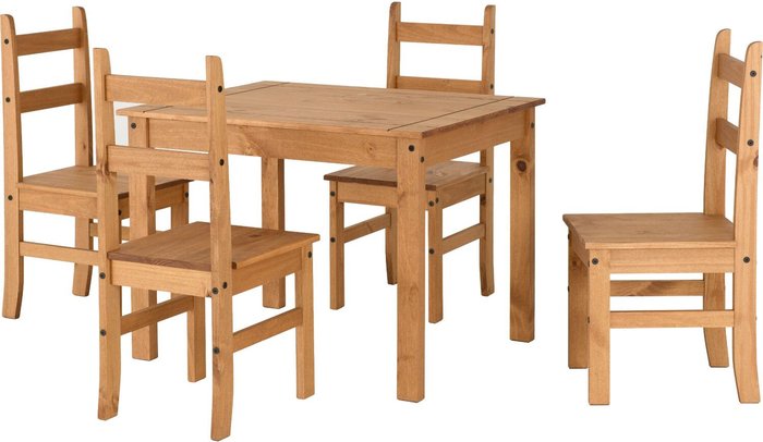 The Range | Seconique Corona Dining Set table and four chairs - distressed waxed pine Seconique Corona Dining Set table and four chairs - distressed waxed pine