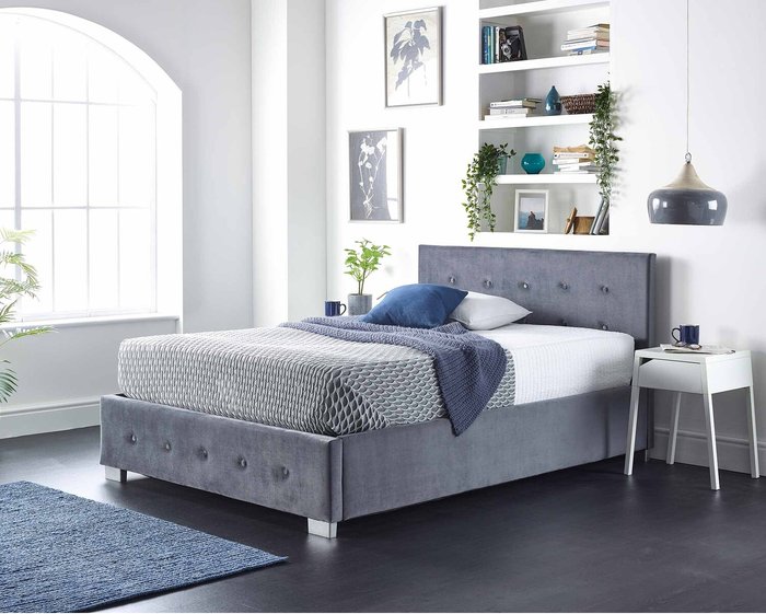 The Range | Aspire Aspire Side Opening Ottoman Storage in Grey Plush Velvet King Aspire Aspire Side Opening Ottoman Storage in Grey Plush Velvet King