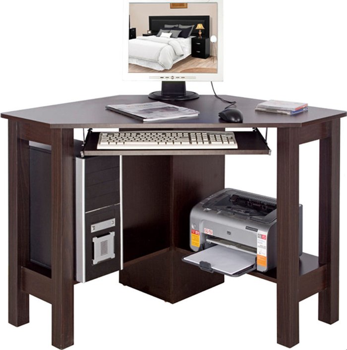 The Range | Techstyle Techstyle Horner Corner Office Desk / Computer Workstation Walnut Techstyle Techstyle Horner Corner Office Desk / Computer Workstation Walnut