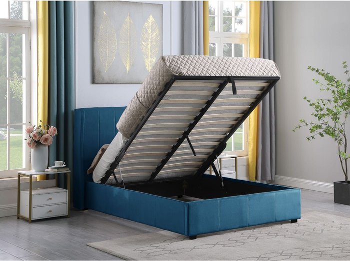 The Range | Seconique Amelia Plus 5' Storage Bed - GBlue Velvet Fabricrey Seconique Amelia Plus 5' Storage Bed - GBlue Velvet Fabricrey