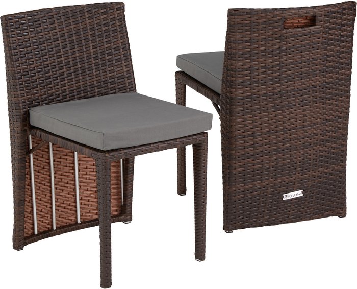 The Range | TECTAKE Tectake Hamburg Rattan Garden Bistro Set - Brown/Grey TECTAKE Tectake Hamburg Rattan Garden Bistro Set - Brown/Grey