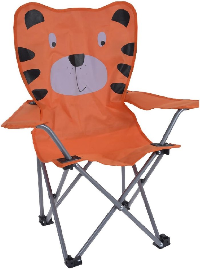 idooka Kids Folding Deck Chair Tiger Animal Design Camping Outdoors - Orange Tiger