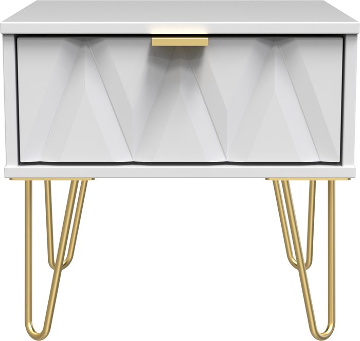The Range | Diamond Ready Assembled 1 Drawer Bedside Cabinet with Legs - White Matt Diamond Ready Assembled 1 Drawer Bedside Cabinet with Legs - White Matt