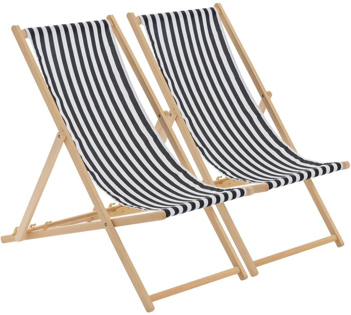 The Range | Harbour Housewares Wooden Folding Garden Sun Lounger Deck Chair x2 - Black Harbour Housewares Wooden Folding Garden Sun Lounger Deck Chair x2 - Black