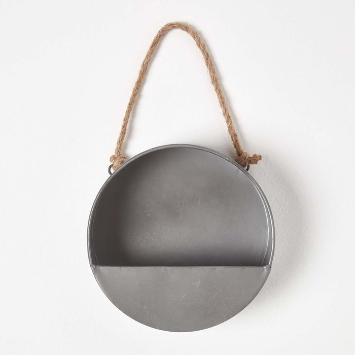 The Range | Homescapes Round Metal Hanging Wall Planter - Silver / 8cm Homescapes Round Metal Hanging Wall Planter - Silver / 8cm