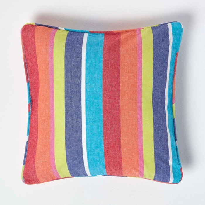 The Range | Homescapes Homescapes Cotton Multi Coloured Stripe Cushion Cover - Multi Colour Homescapes Homescapes Cotton Multi Coloured Stripe Cushion Cover - Multi Colour