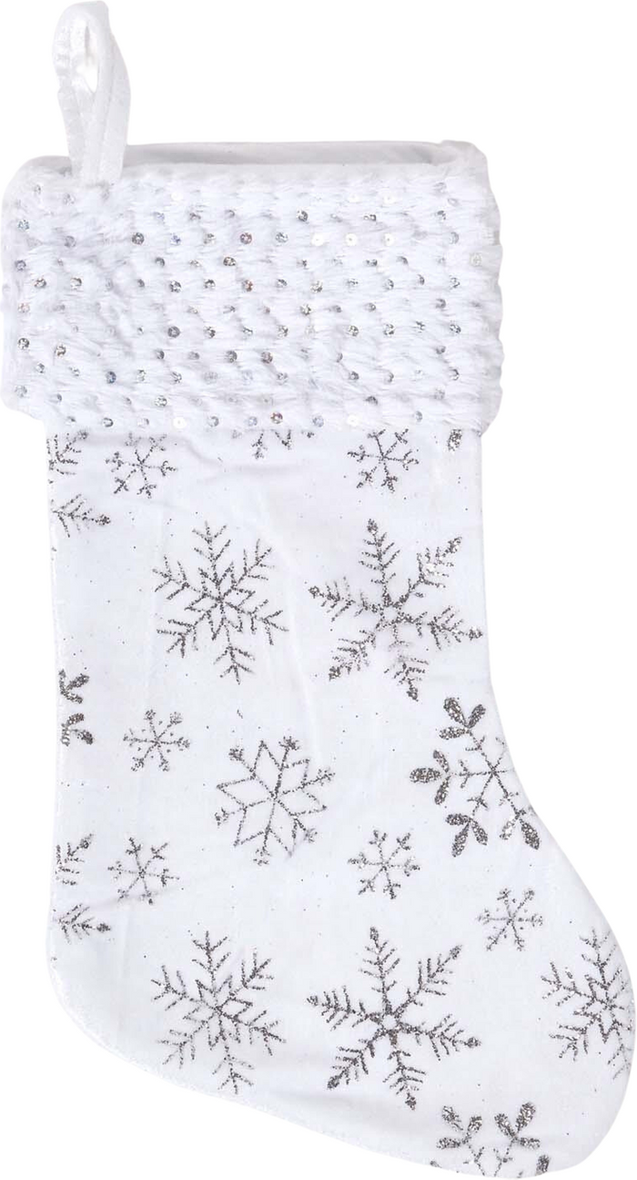 The Range | Homescapes Silver and White Snowflake Christmas Stocking - White Homescapes Silver and White Snowflake Christmas Stocking - White