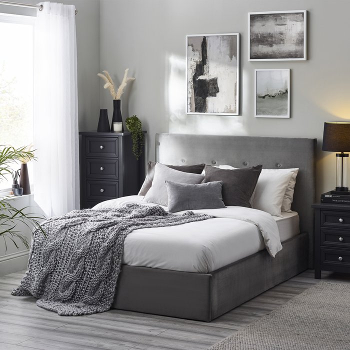 The Range | Julian Bowen Shoreditch Fabric Ottoman Bed Grey Julian Bowen Shoreditch Fabric Ottoman Bed Grey