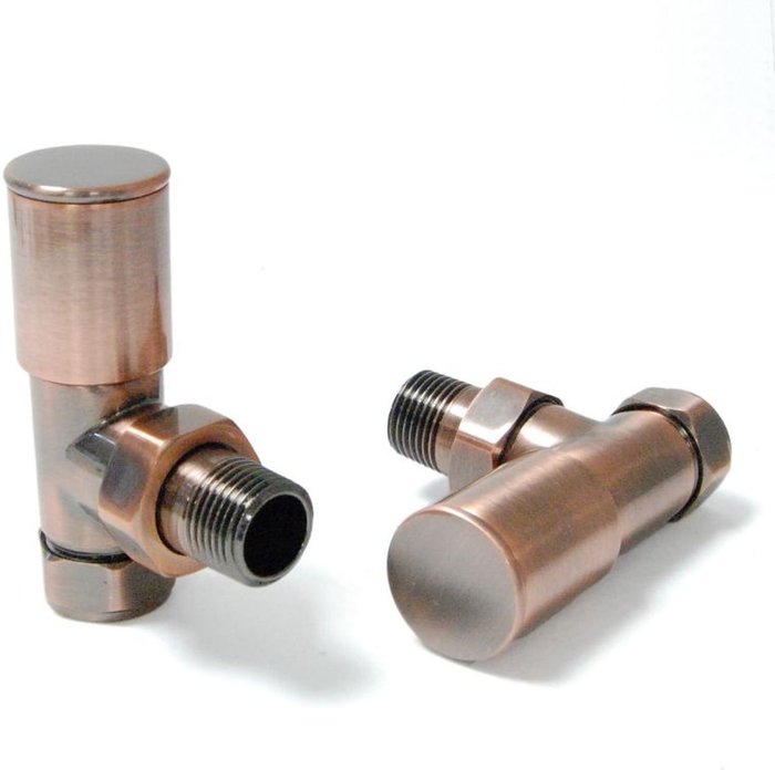 The Range | Towelrads Towelrads Modern Manual Angled Valve & Lockshield Set - Antique copper Towelrads Towelrads Modern Manual Angled Valve & Lockshield Set - Antique copper