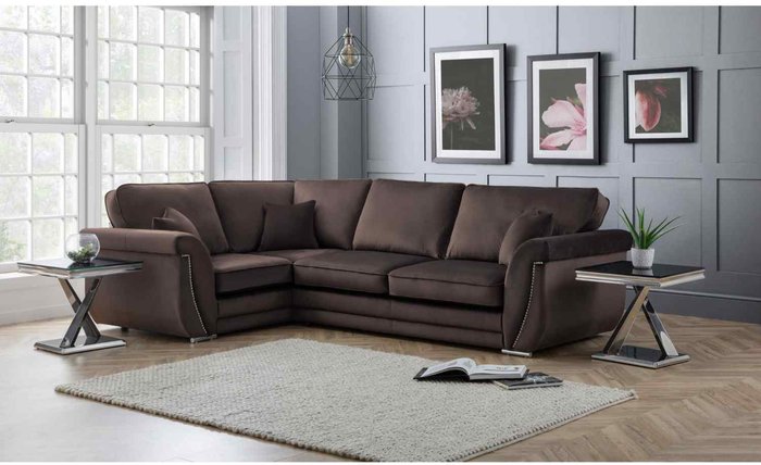 The Range | Simply Eleganza Luca Full Back L Shape Left Hand Corner Sofa - Brown Simply Eleganza Luca Full Back L Shape Left Hand Corner Sofa - Brown