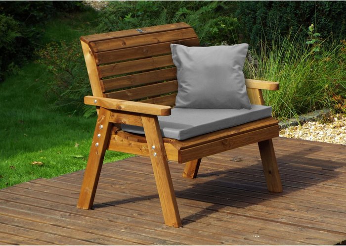 The Range | Charles Taylor Charles Taylor Traditional 2 Seater Bench with Seat Cushion - Grey Charles Taylor Charles Taylor Traditional 2 Seater Bench with Seat Cushion - Grey