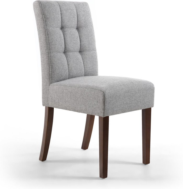 The Range | Shankar 2 x Shankar Moseley Stitched Waffle Linen Effect Silver Grey Dining Chairs With Walnut Legs Shankar 2 x Shankar Moseley Stitched Waffle Linen Effect Silver Grey Dining Chairs With Walnut Legs