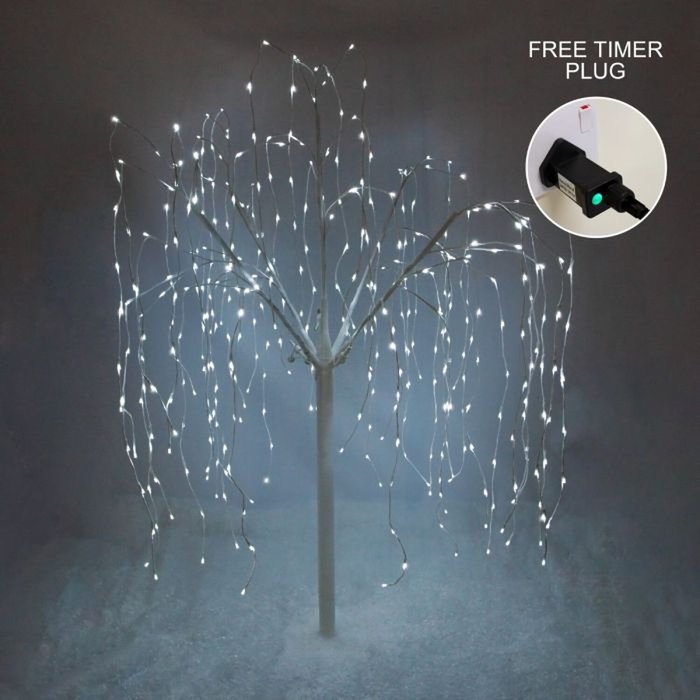 The Range | Monstershop Weeping Willow Tree - 180cm White 400 Cool White LED - White Monstershop Weeping Willow Tree - 180cm White 400 Cool White LED - White