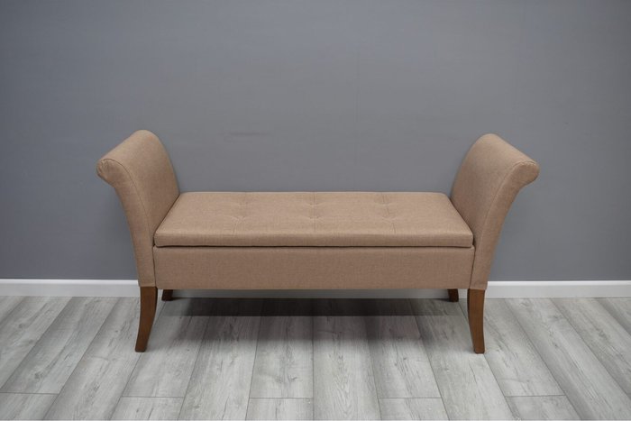 The Range | FWStyle FWStyle Storage Window Seat In Brown Linen Fabric FWStyle FWStyle Storage Window Seat In Brown Linen Fabric