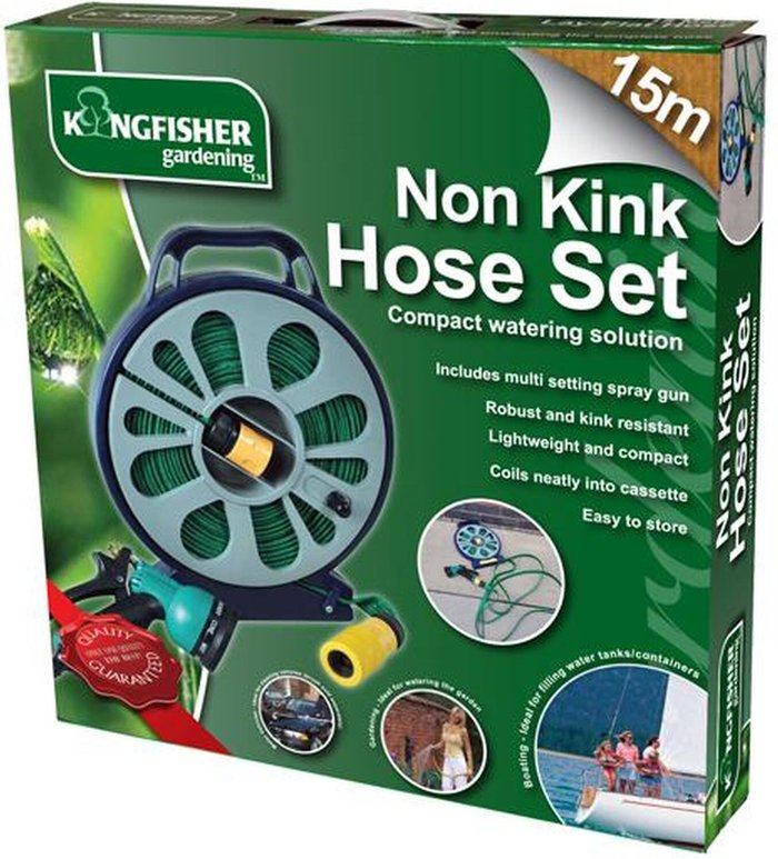 The Range | Samuel Alexander 15m Lay-Flat Garden Hose Pipe with Storage Cassette - Green Samuel Alexander 15m Lay-Flat Garden Hose Pipe with Storage Cassette - Green