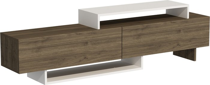 The Range | Destina Home Ivano TV Stand and Entertainment Center - White - Walnut Destina Home Ivano TV Stand and Entertainment Center - White - Walnut