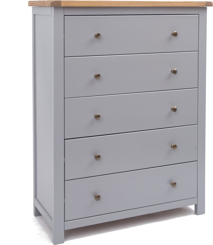 The Range | Cabinet Bits Mirano 5 Drawer Chest - Grey / Brass Cabinet Bits Mirano 5 Drawer Chest - Grey / Brass