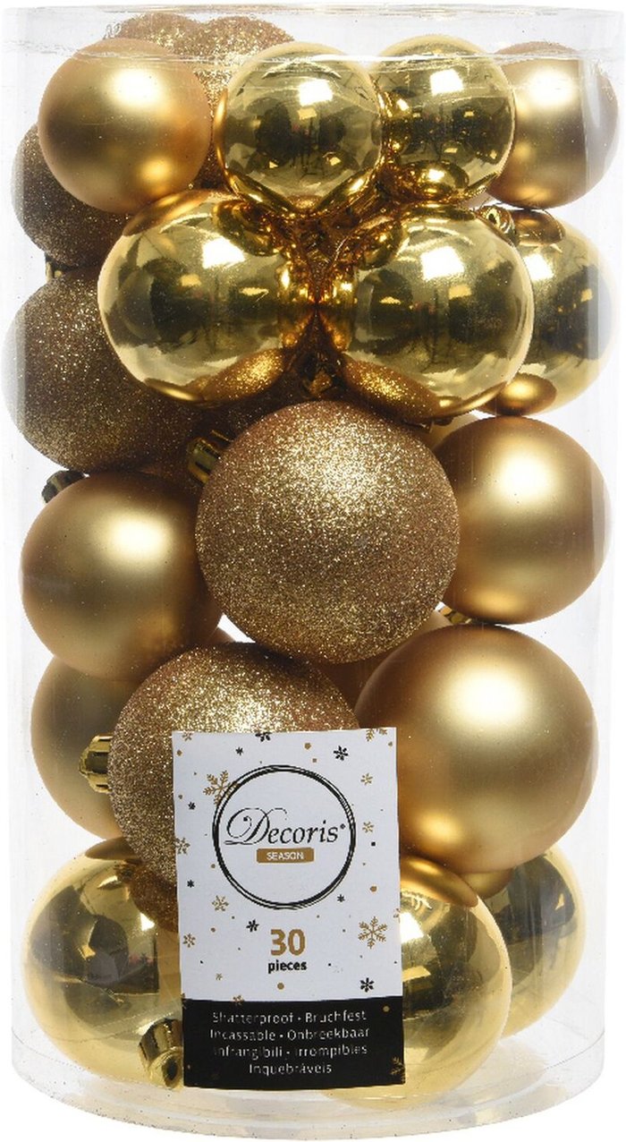 The Range | Decoris 30 Gold Shatterproof Baubles - Gold Decoris 30 Gold Shatterproof Baubles - Gold