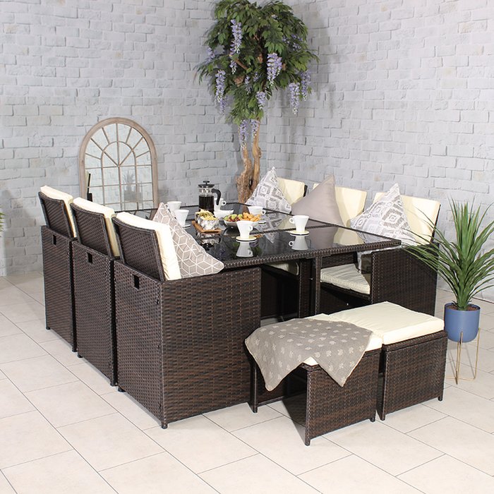 The Range | Royalcraft CANNES Brown 10 Seater Cube Set - Brown Royalcraft CANNES Brown 10 Seater Cube Set - Brown
