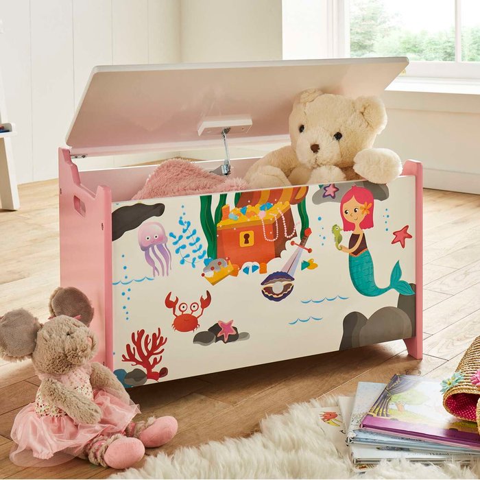 The Range | Mermaid Print Children's Storage Box - Pink Mermaid Print Children's Storage Box - Pink