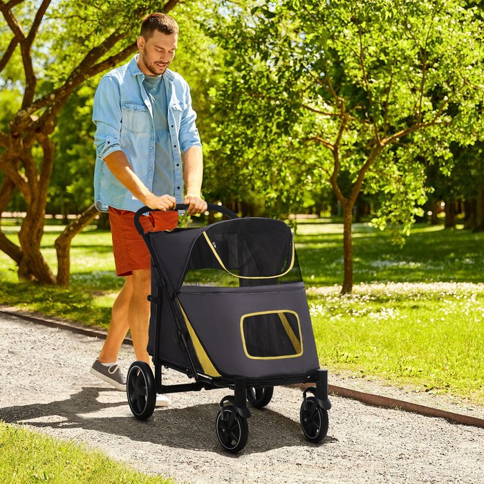 The Range | PawHut Pet Stroller One Click Foldable for L and M Dogs - Yellow PawHut Pet Stroller One Click Foldable for L and M Dogs - Yellow