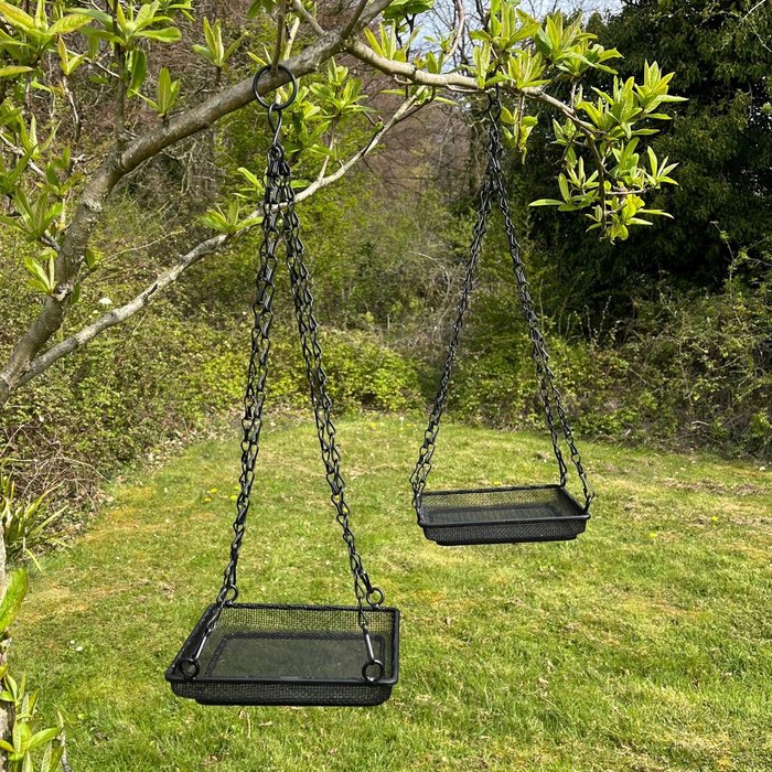 The Range | Selections Hanging Metal Bird Seed and Nut Feeder Tray - Black / 0.6kg Selections Hanging Metal Bird Seed and Nut Feeder Tray - Black / 0.6kg