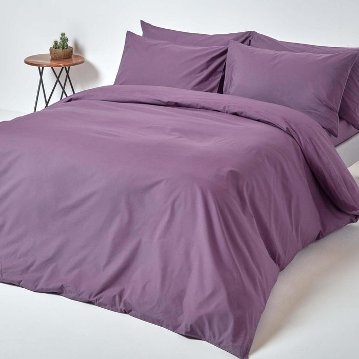 The Range | Homescapes Egyptian Cotton Duvet Cover with Pillowcase - Grape / Double Homescapes Egyptian Cotton Duvet Cover with Pillowcase - Grape / Double