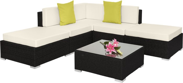 The Range | TECTAKE Tectake Paris Rattan Sofa Set - Black TECTAKE Tectake Paris Rattan Sofa Set - Black
