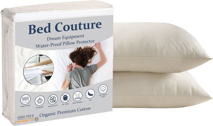 The Range | Bed Couture Pillow Protectors High Quality 50x70cm (Pack of 2) - Off White / Organic Premium Cotton / Organic Premium Cotton Bed Couture Pillow Protectors High Quality 50x70cm (Pack of 2) - Off White / Organic Premium Cotton / Organic Premium Cotton
