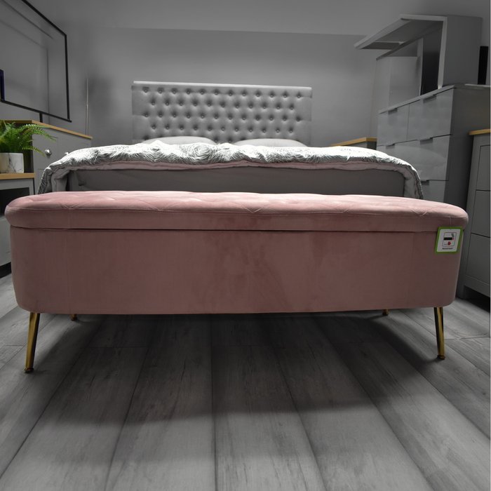 The Range | FWStyle FWStyle Traditional Pink Velvet Ottoman Storage Seat FWStyle FWStyle Traditional Pink Velvet Ottoman Storage Seat