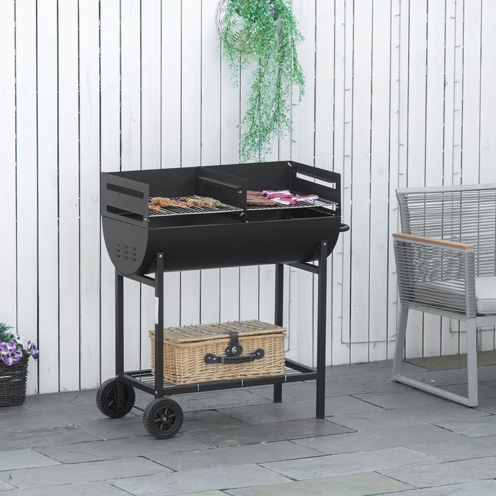 The Range | Outsunny Trolley Charcoal BBQ Grill - Black Outsunny Trolley Charcoal BBQ Grill - Black