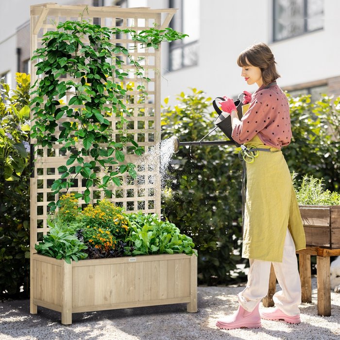 The Range | Outsunny Wood Planters with Trellis Planter Box - N/A Outsunny Wood Planters with Trellis Planter Box - N/A