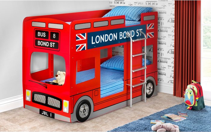 The Range | BRIDGET Bridget - 3ft Single 90 x 190 Red Lacquer London Bus Bed Frame BRIDGET Bridget - 3ft Single 90 x 190 Red Lacquer London Bus Bed Frame