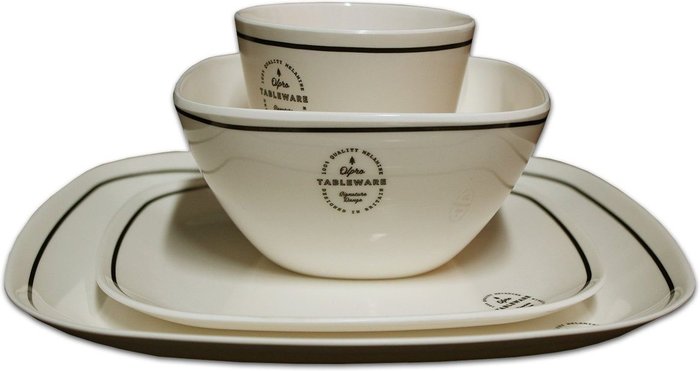 The Range | Olpro Olpro Signature Square Melamine Set - Cream / 8 Olpro Olpro Signature Square Melamine Set - Cream / 8