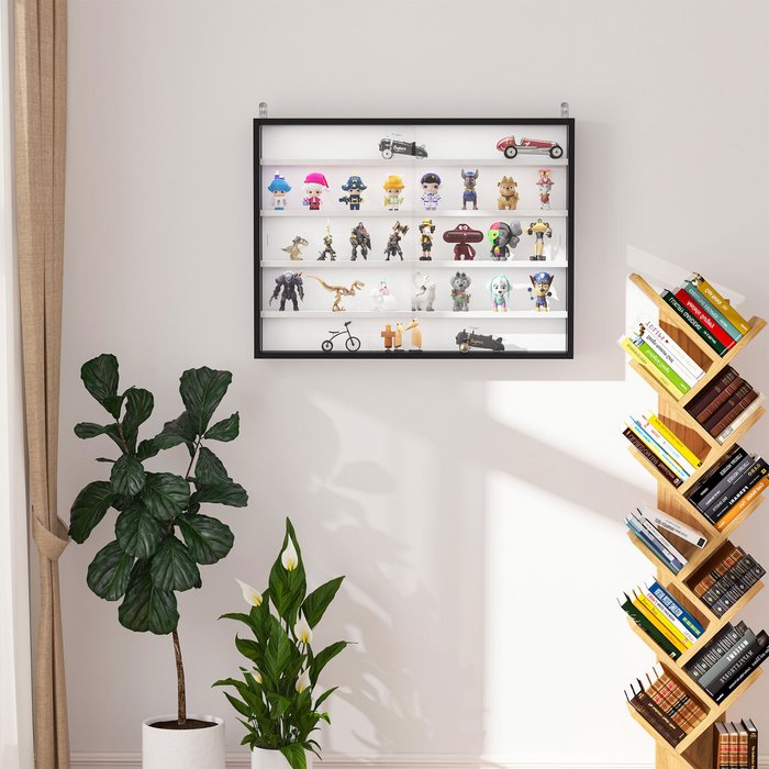The Range | HOMCOM HOMCOM 5 Tier Wall Display Shelf Unit Cabinet With Shelves Glass Doors Black White HOMCOM HOMCOM 5 Tier Wall Display Shelf Unit Cabinet With Shelves Glass Doors Black White