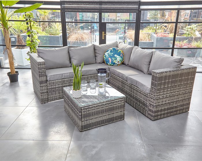 The Range | Furniture Maxi 5 Seater Corner Sofa Grey Rattan Set - Grey Without rain cover Furniture Maxi 5 Seater Corner Sofa Grey Rattan Set - Grey Without rain cover