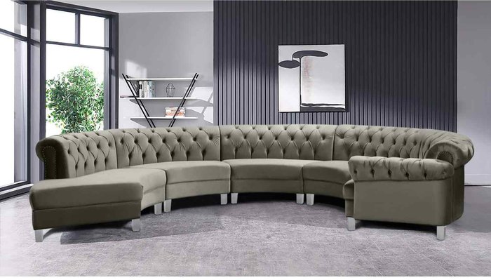The Range | Simply Eleganza Lynda Chesterfield Large Sofa Velour Fabric with Buttons - Grey Simply Eleganza Lynda Chesterfield Large Sofa Velour Fabric with Buttons - Grey