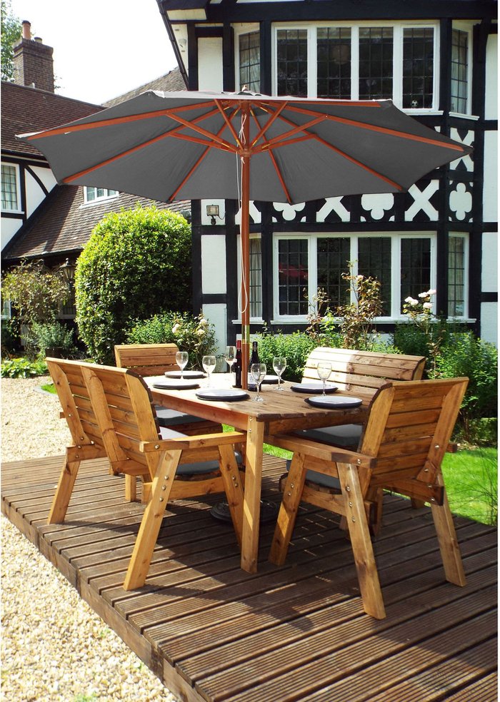 The Range | Charles Taylor Charles Taylor Six Seater Bench and Chair Rectangular Table Set - Grey Charles Taylor Charles Taylor Six Seater Bench and Chair Rectangular Table Set - Grey