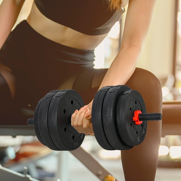 The Range | HOMCOM Homcom 25Kg Adjustable 2 In 1 Barbell Dumbbells Weight Set For Body Fitness HOMCOM Homcom 25Kg Adjustable 2 In 1 Barbell Dumbbells Weight Set For Body Fitness