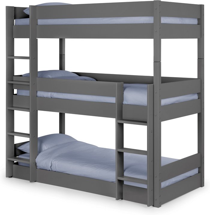 The Range | LUTIE Lutie 3 Tier Triple Bunk Bed Anthracite Grey 3ft Single 90 cm LUTIE Lutie 3 Tier Triple Bunk Bed Anthracite Grey 3ft Single 90 cm