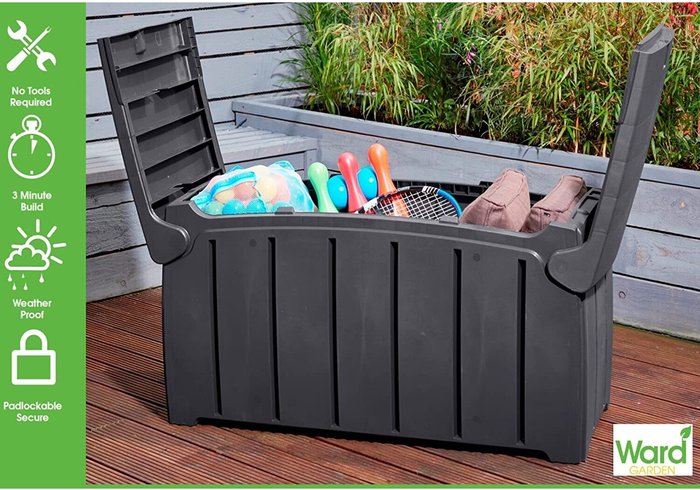 The Range | Samuel Alexander 300 Litre Garden Storage Box - Black Samuel Alexander 300 Litre Garden Storage Box - Black